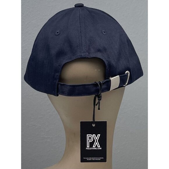 PX CLOTHING Adult Strap-Back Navy 100% Cotton BASEBALL CAP 8CP9020M NWT NEW - Picture 4 of 9